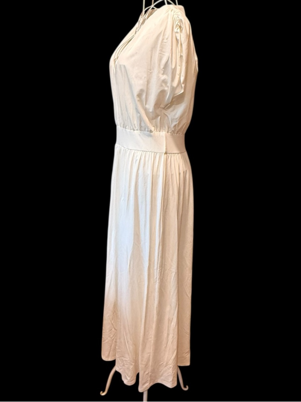 Du Paradis Anthropologie White Maxi Dress V-Neck Resort Rush M - Picture 2 of 6